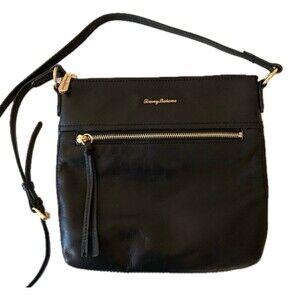Tommy Bahama Genuine Soft Leather Adjustable Strap Black Crossbody Bag